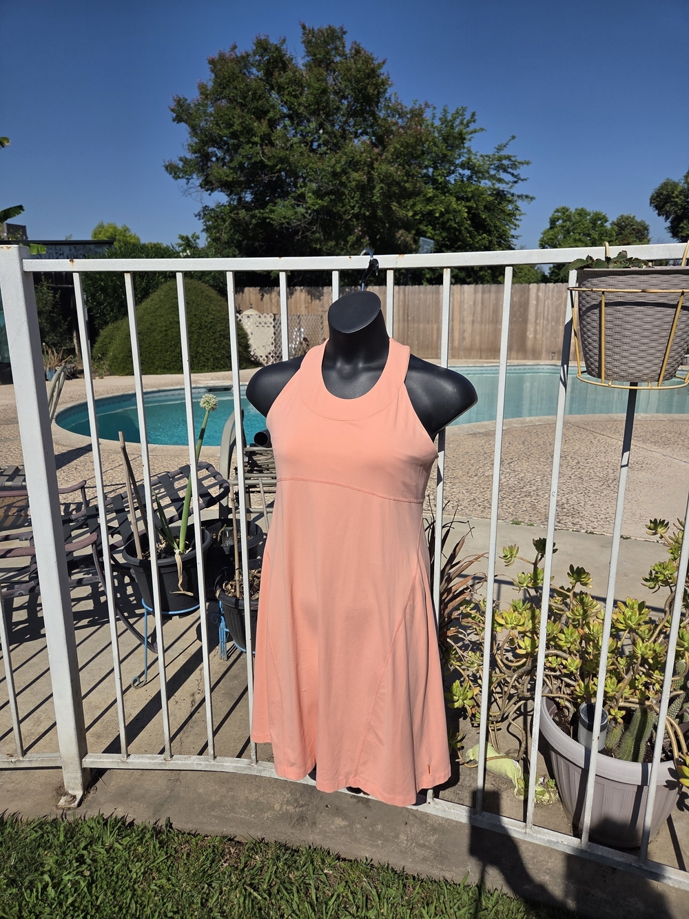 Lucy Coral Peach Active Racer Tank Dress Large